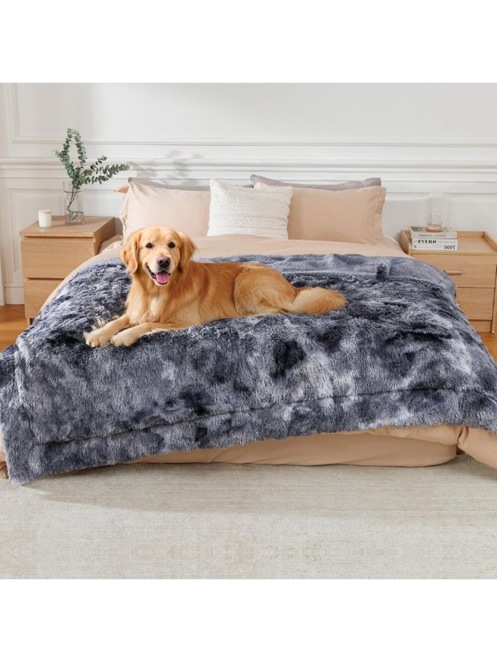 Reversible Waterproof Dog Blanket | Calming Faux Fur Pet Throw for Dogs